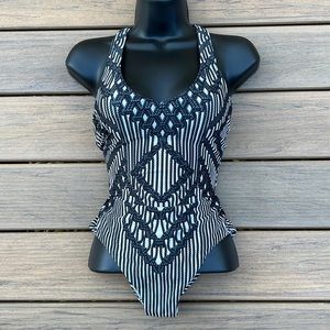 Sea & Her Black and White One Piece Bathing Suit EUC